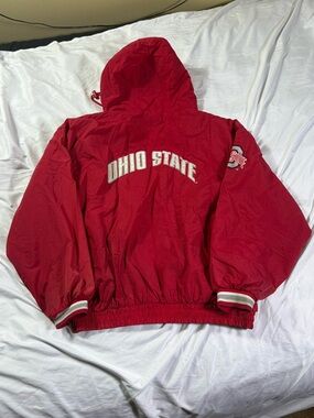 Vintage Ohio State Buckeyes Red  Hooded Zip Up Jacket XL VTG